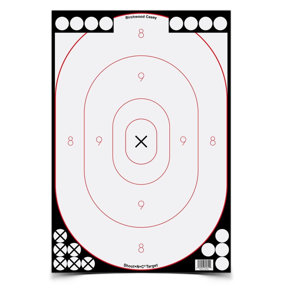 SHOOTNC 12IN X 18IN OVAL WHITE/BLACK SILHOUETTE / 5 TARGETS