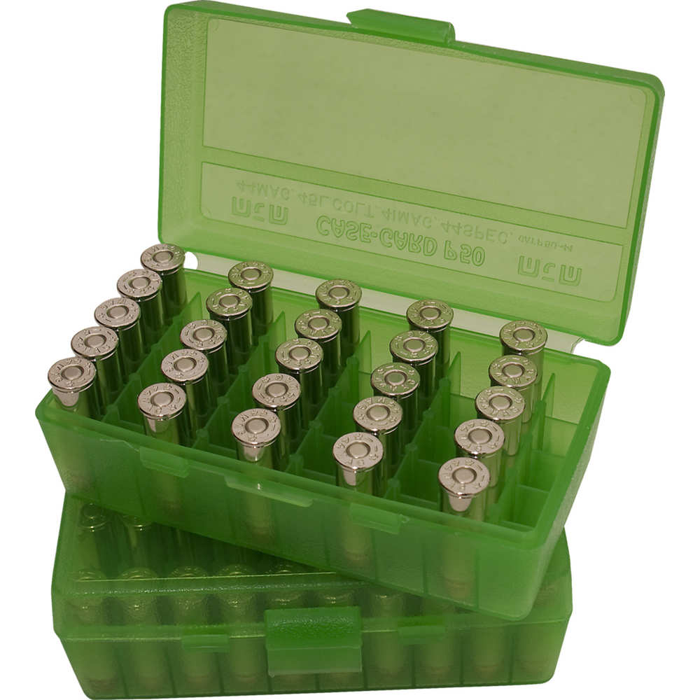 AMMO BOX 50RD FLIP TOP 9MM CLR GRN