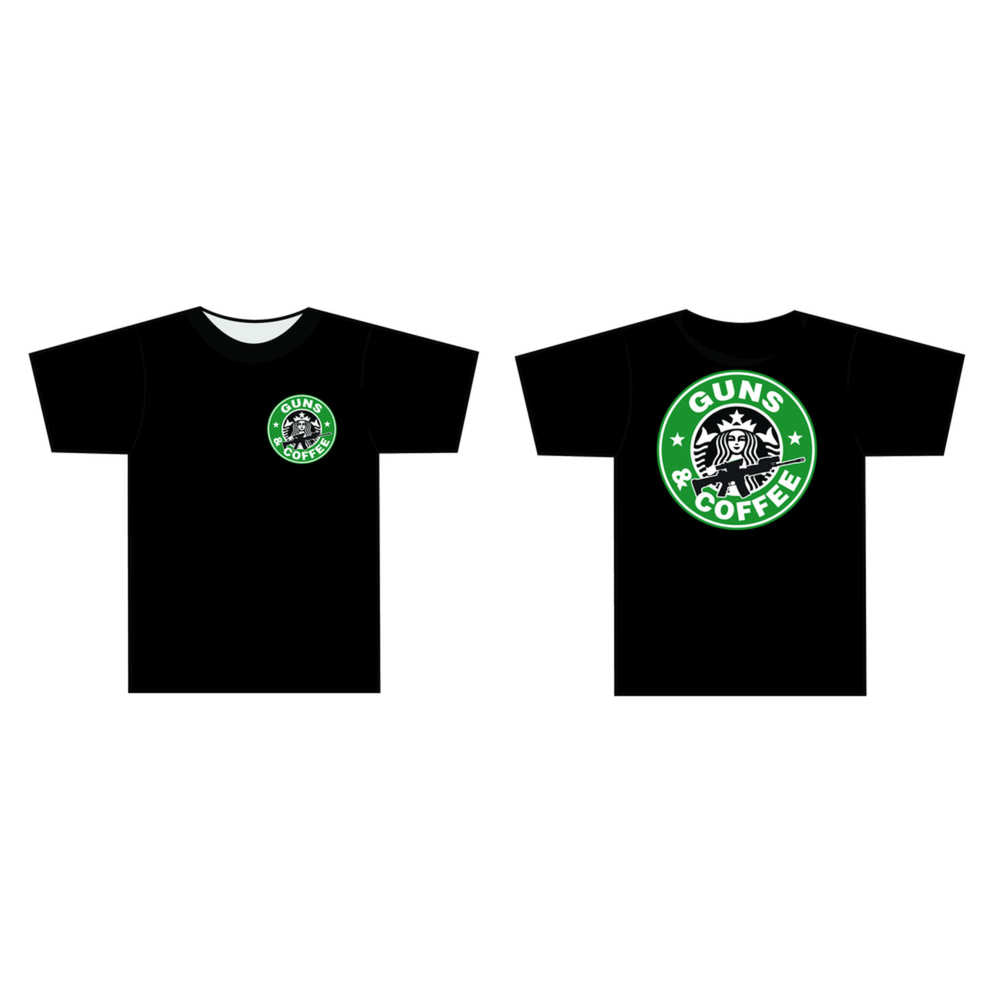GUNS AND COFFEE T-SHIRT BLK - XL