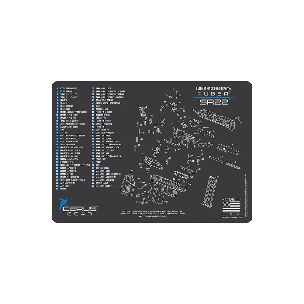 RUGER SR22 HANDGUN MAT 17X12 GRAY