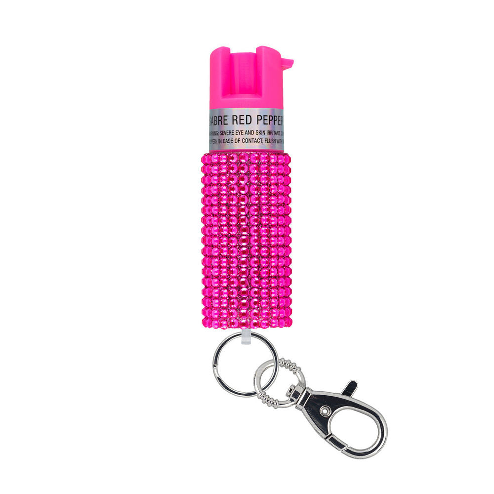 JEWELED PEPPER SPRAY/KEY RING PINK