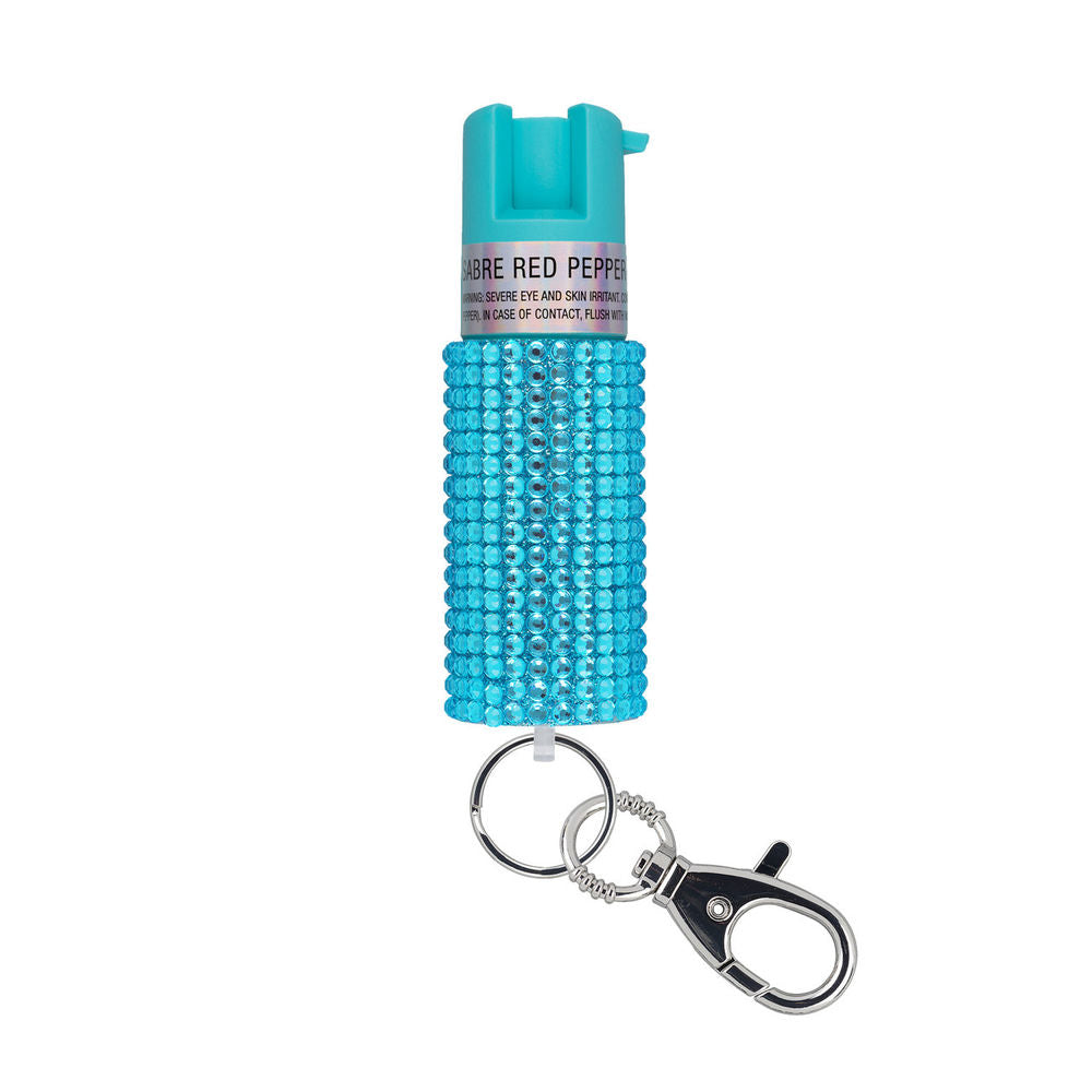 JEWELED PEPPER SPRAY/KEY RING TEAL