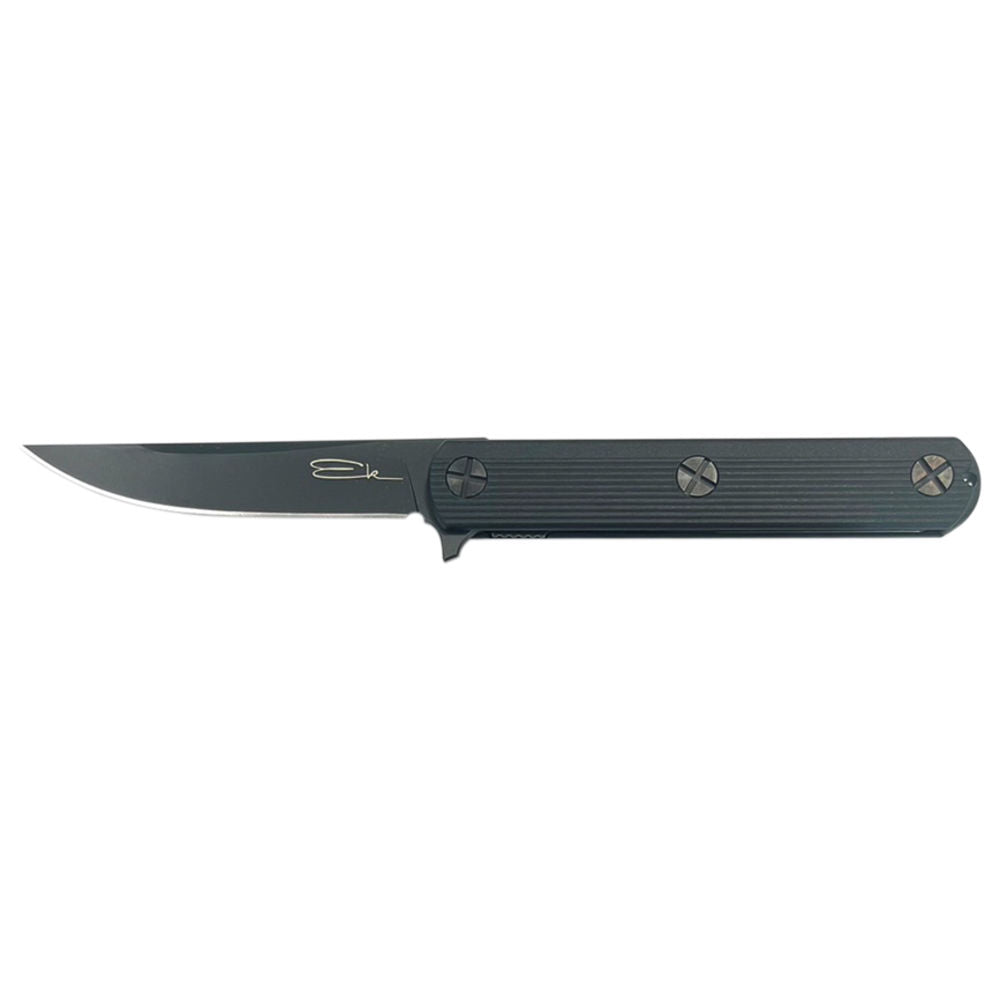 EK FOLDER BLACK 4IN BLADE DROP POINT PLAIN EDGE