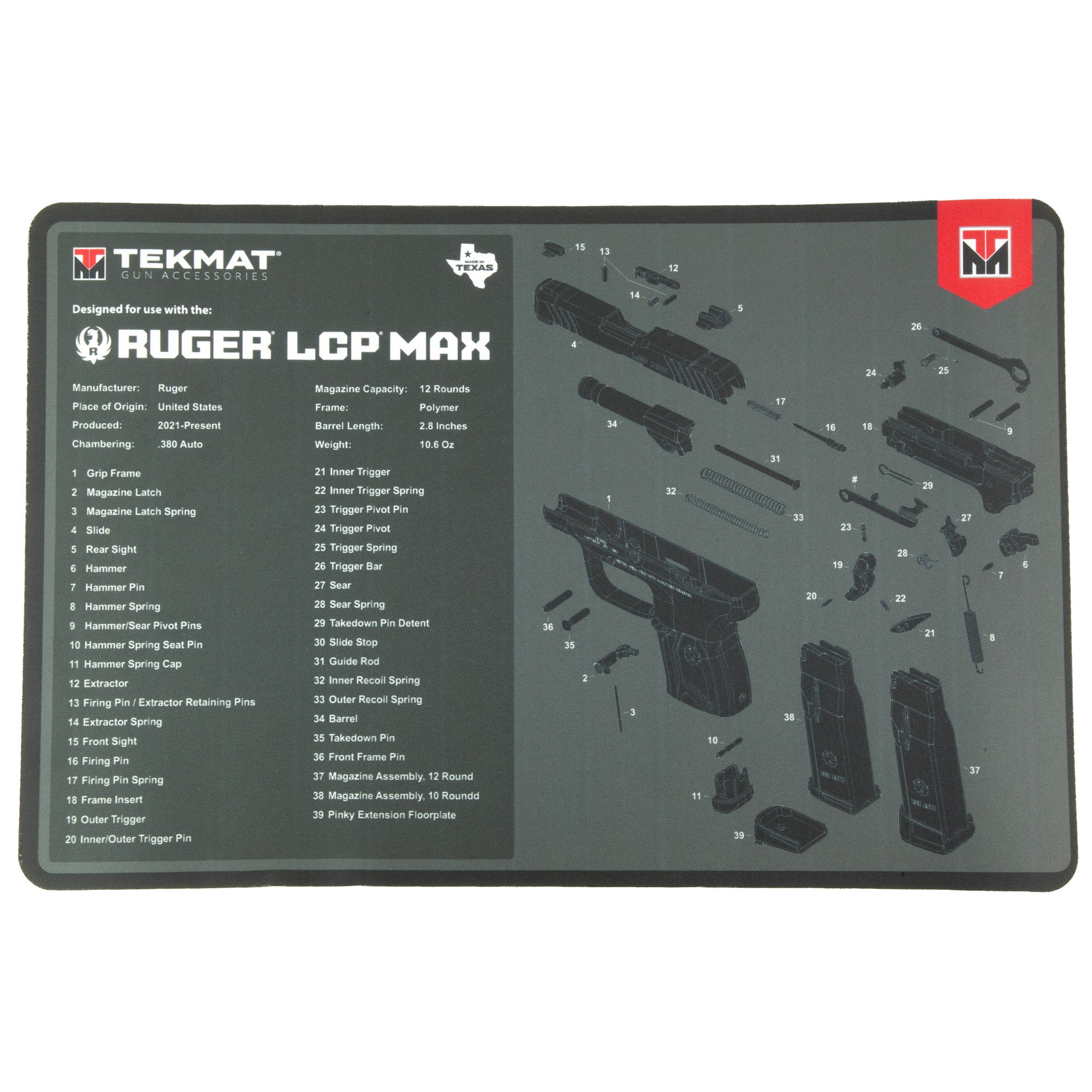 TEKMAT RUGER LCP MAX CLEANING MAT