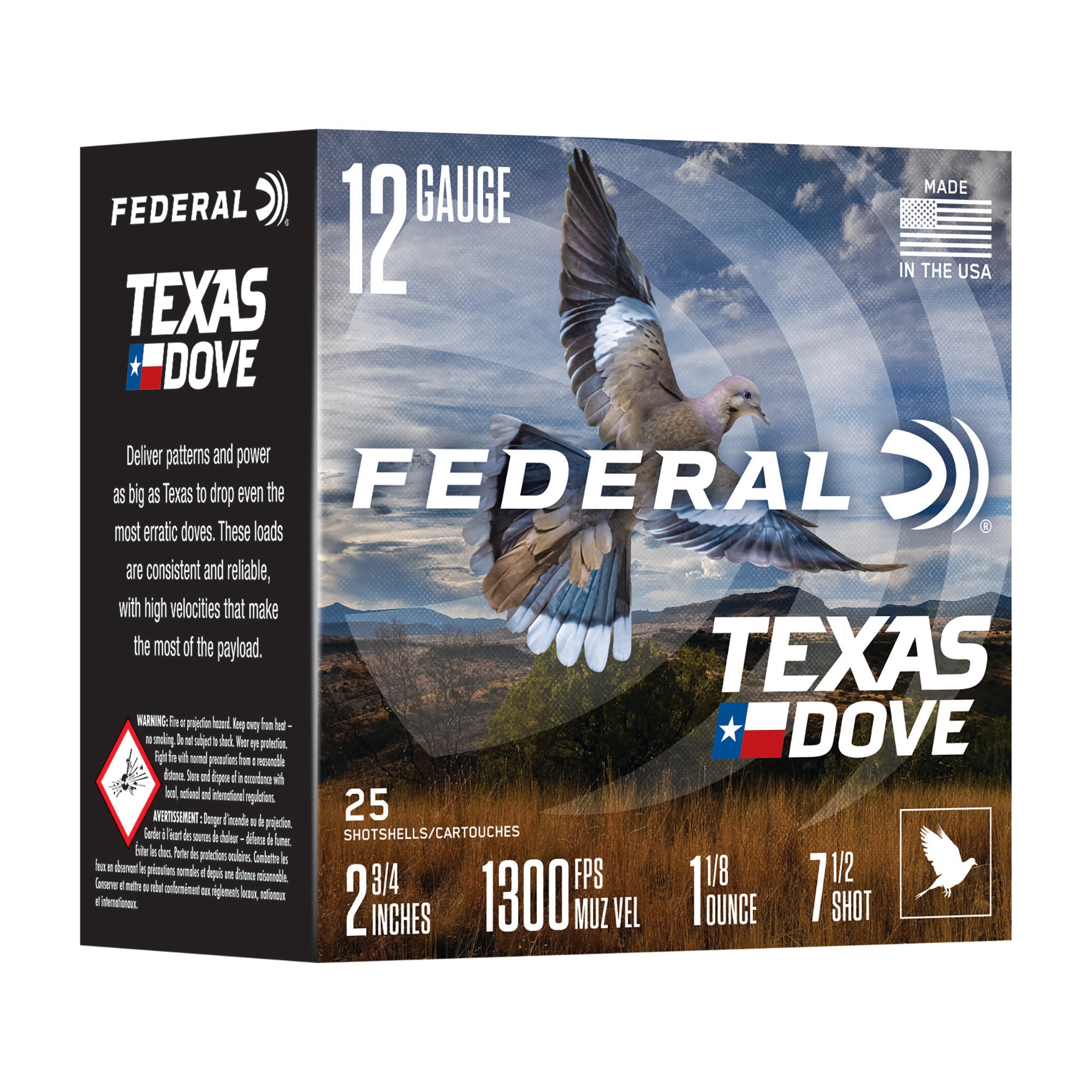 FED TX DOVE 12GA 2.75 1 1/8OZ #7.5