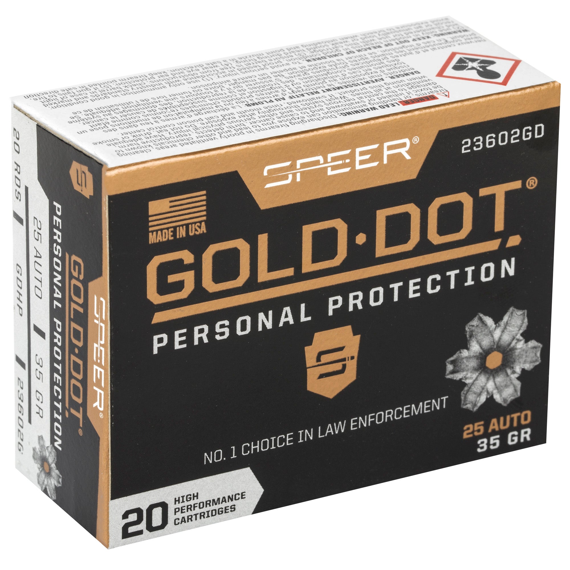 SPR GOLD DOT 25ACP 35GR HP 20/200
