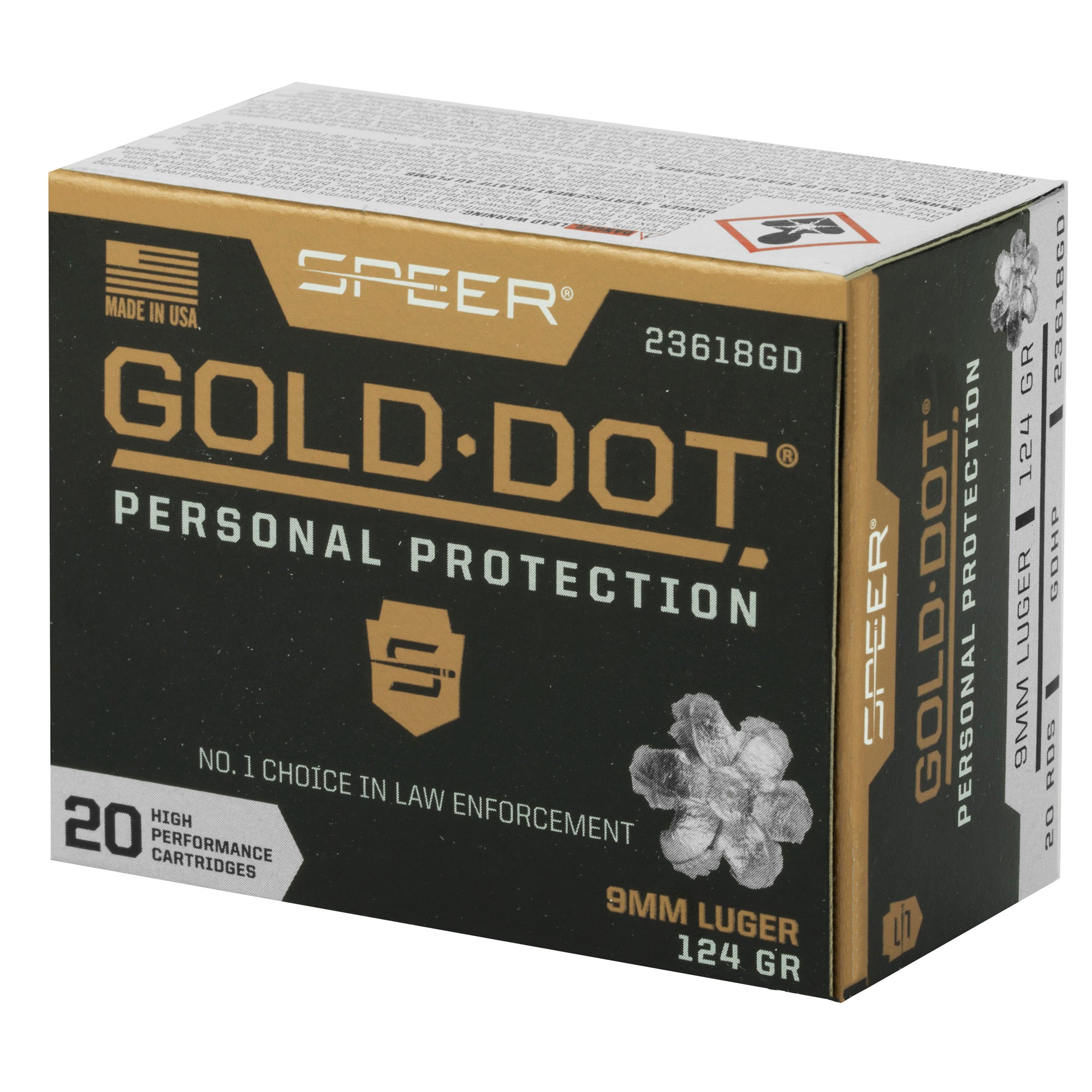 SPR GOLD DOT 9MM 124GR HP 20/200