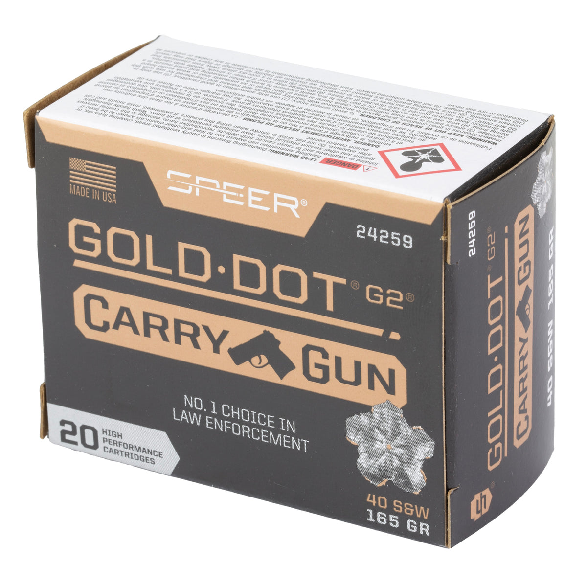 SPR GLD DOT CARRY GUN 40S&W 165GR HP