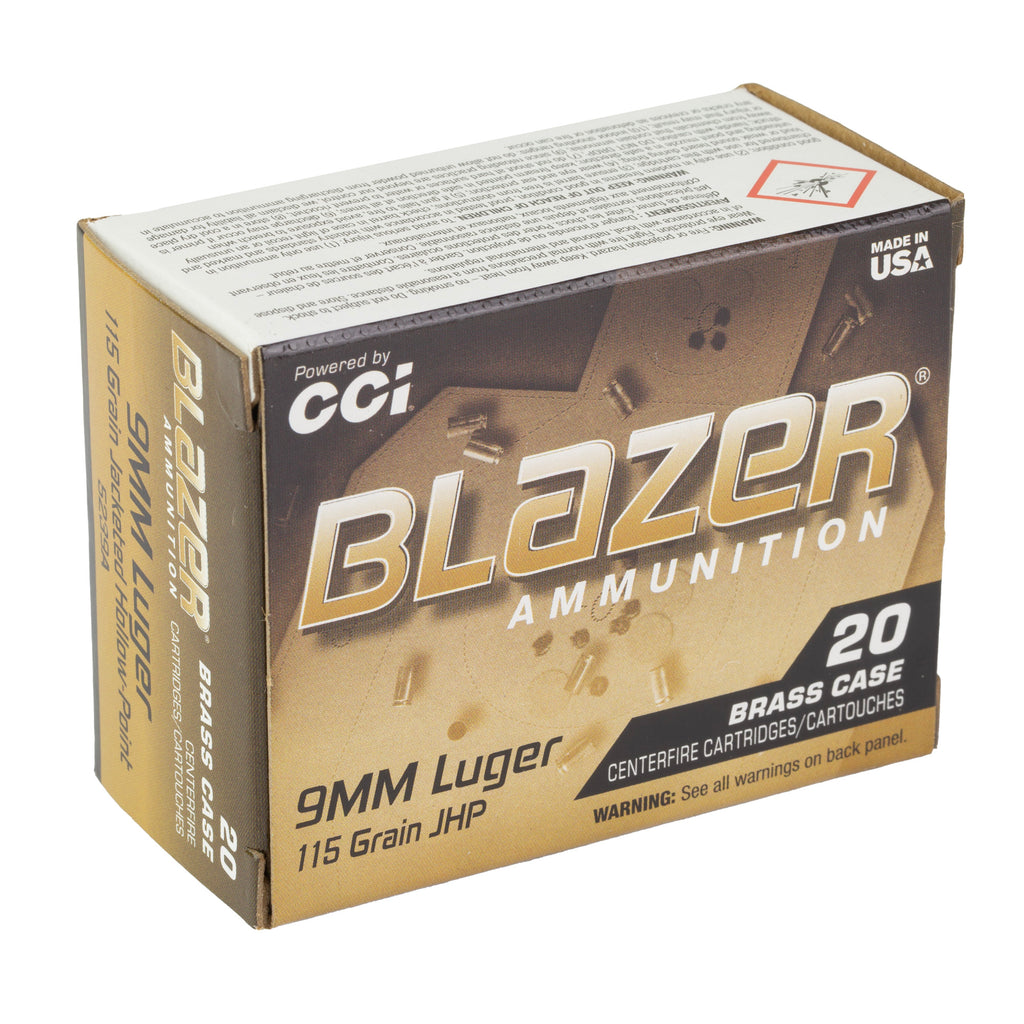 CCI BLAZER BRASS 9MM 115GR JHP 20