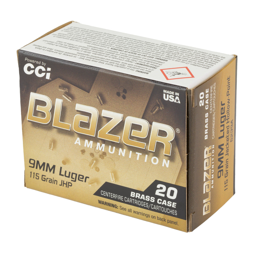 CCI BLAZER BRASS 9MM 115GR JHP 20