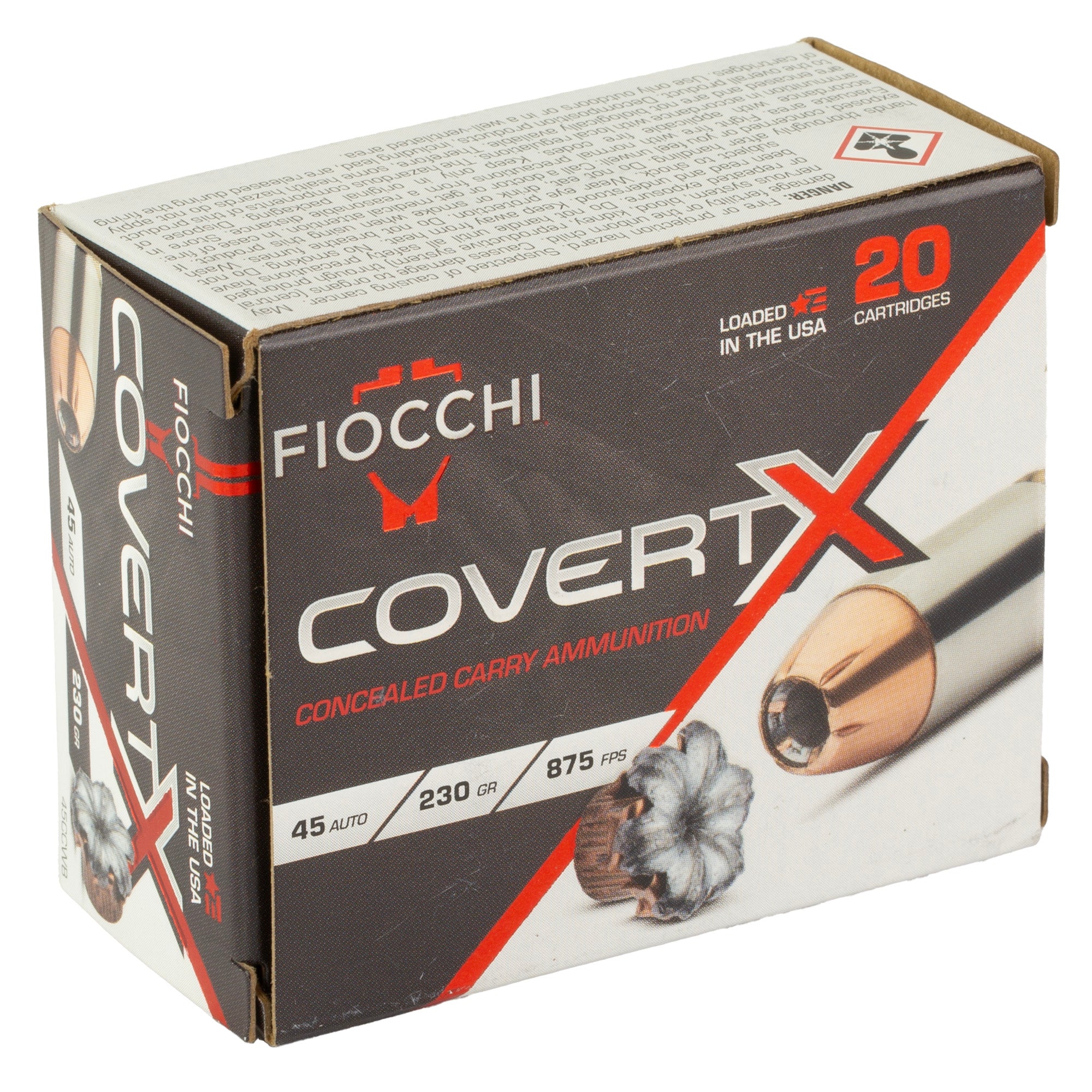 FIOCCHI COVERT X 45ACP 230GR 20/200