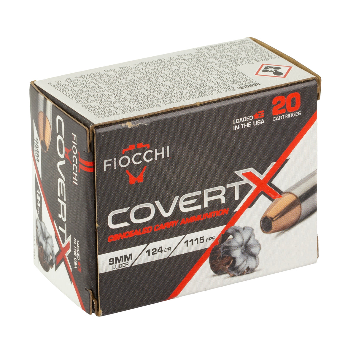 FIOCCHI COVERTX 9MM 124GR JHP 20/200