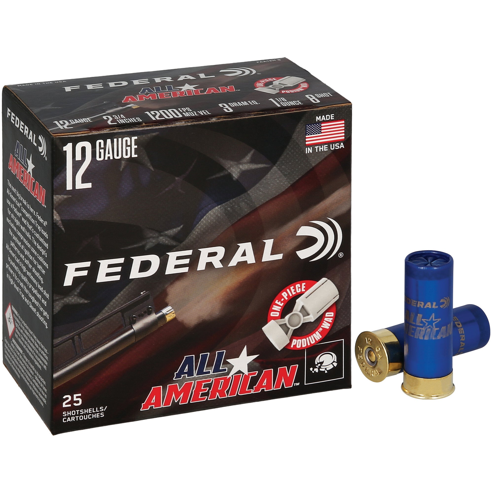 FED ALL AMER 12GA 2.75 1 1/8OZ #8
