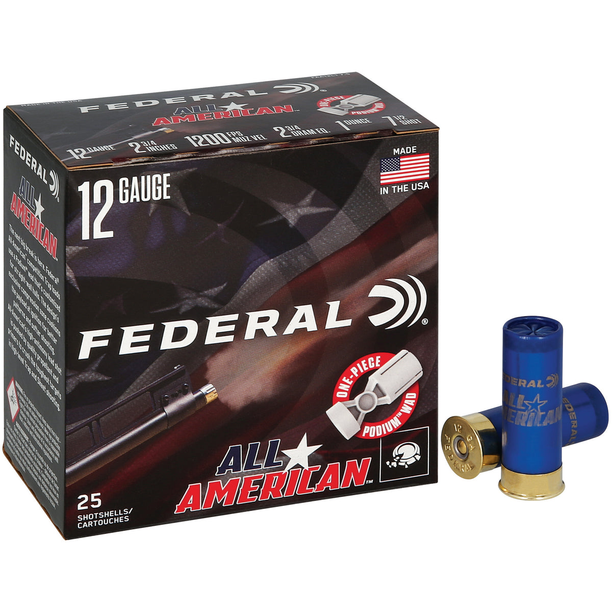 FED ALL AMERICAN 12GA 2.75 1OZ #7.5