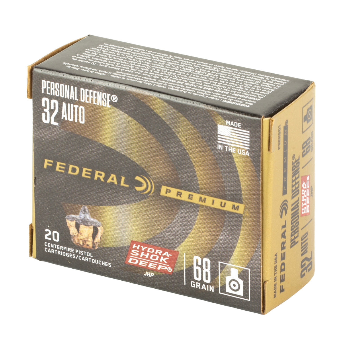 FED HYDRA SHOK 32ACP 68GR JHP 20/200