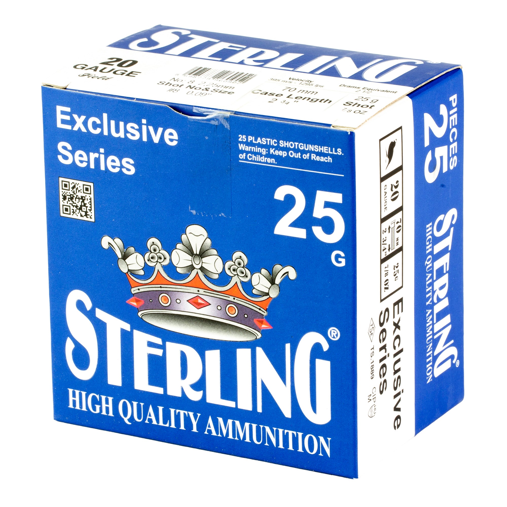 STERLING EXCLSV 20GA 2.75 #8 25/250