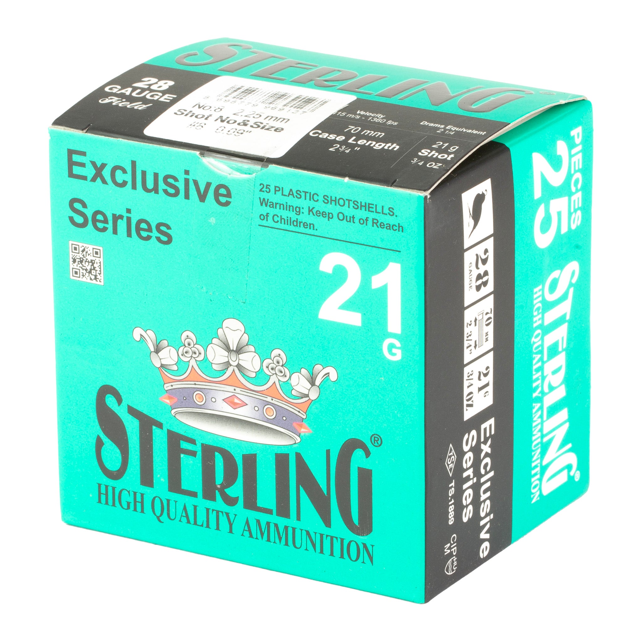 STERLING EXCLSV 28GA 2.75 #8 25/250