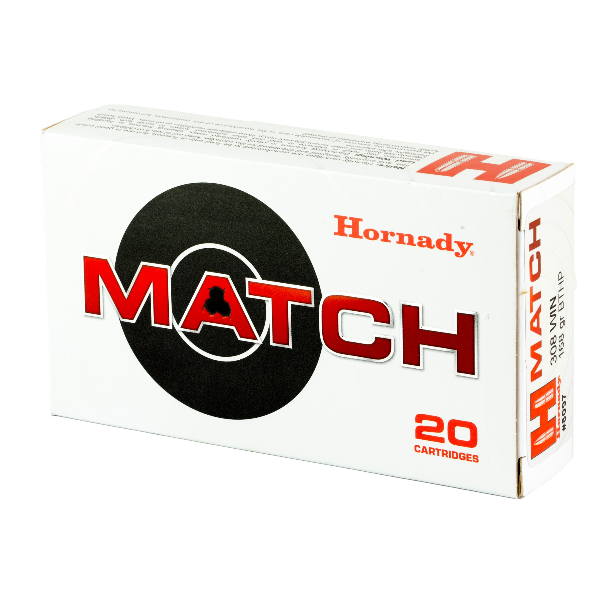 HRNDY 308WIN 168GR BTHP MTCH 20/200
