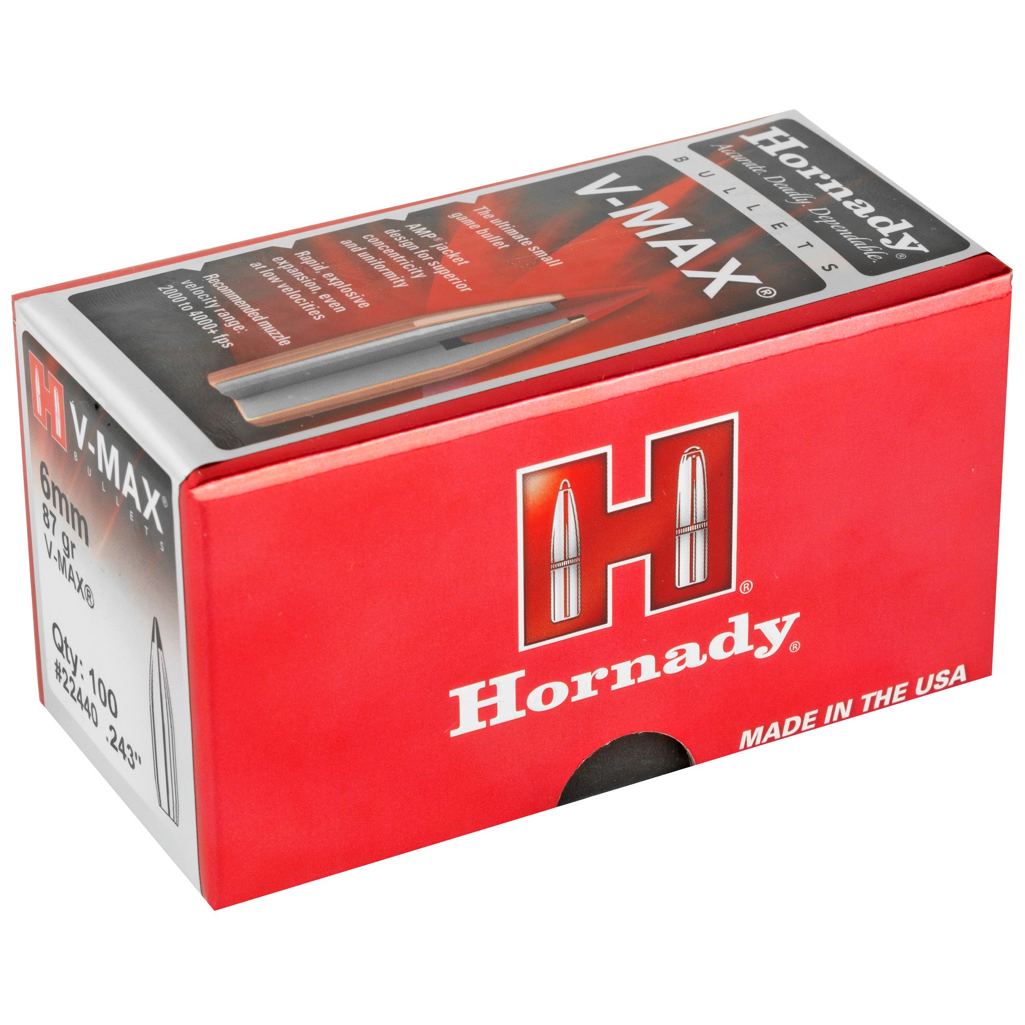 HRNDY V-MAX 6MM .243 87GR 100CT