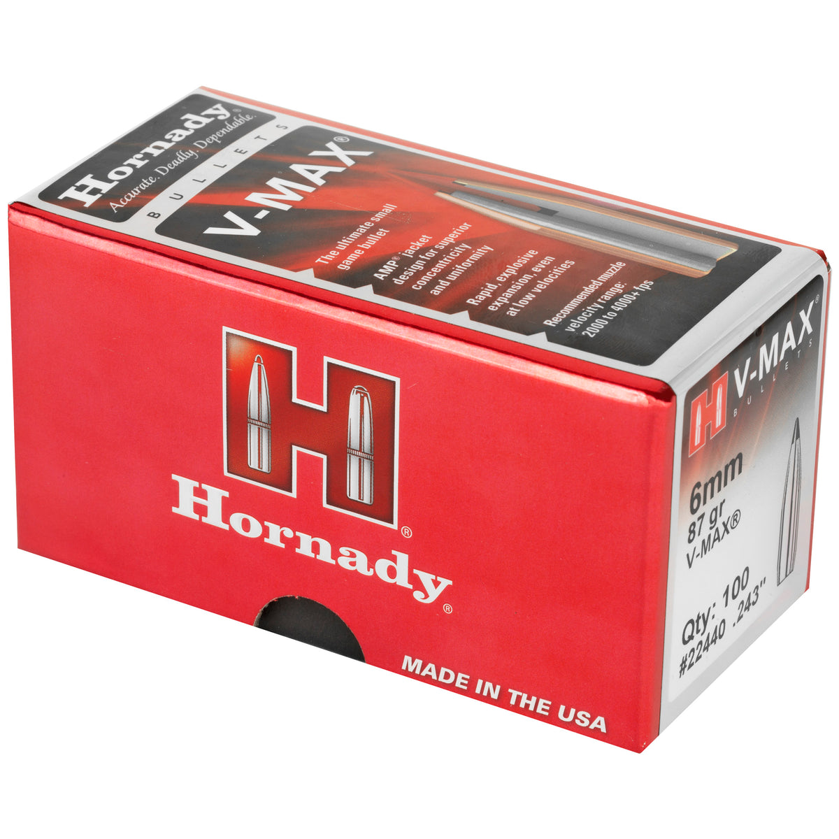 HRNDY V-MAX 6MM .243 87GR 100CT