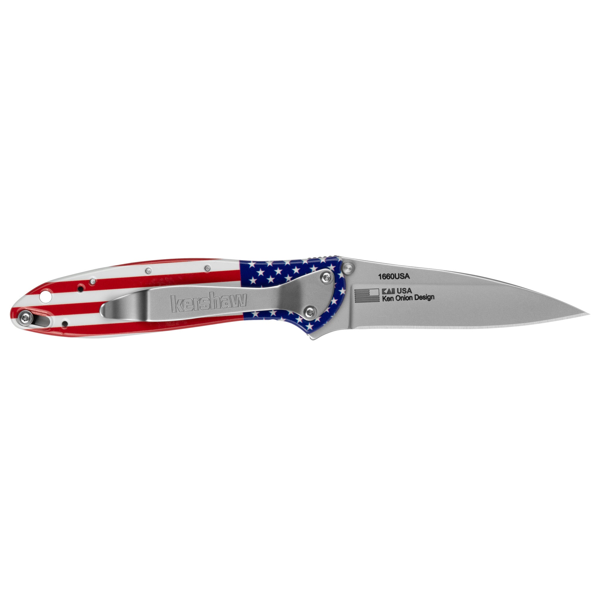 KERSHAW LEEK 3 USA FLAG/SLV
