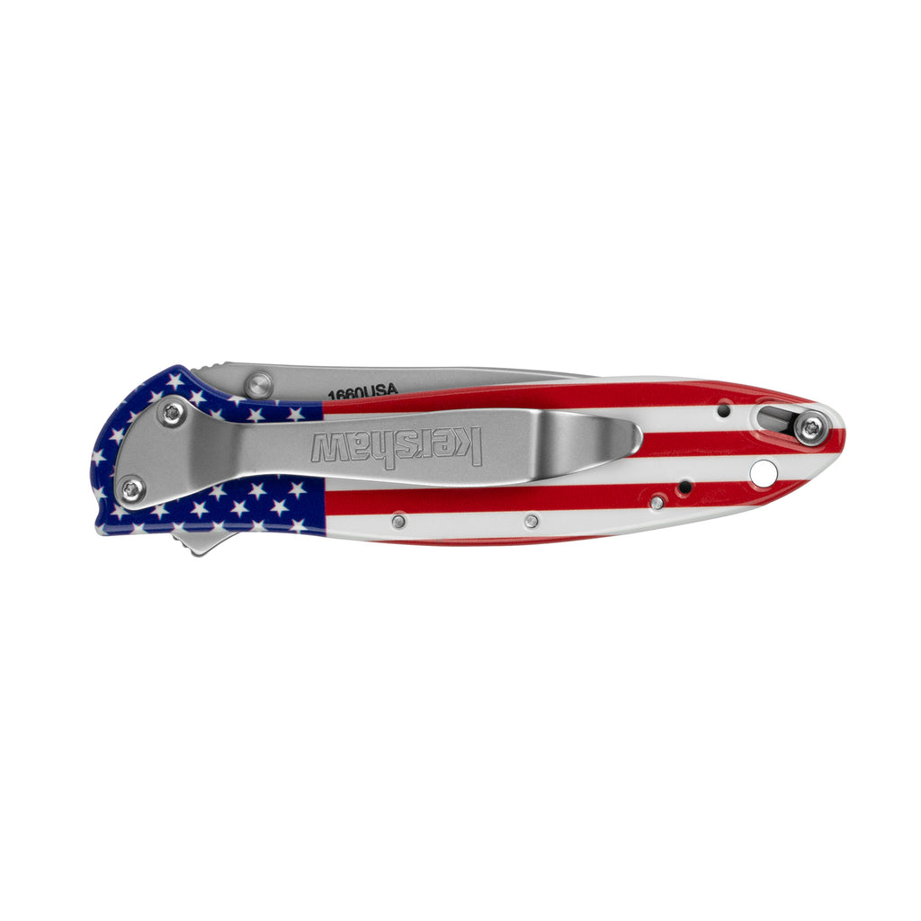 KERSHAW LEEK 3 USA FLAG/SLV