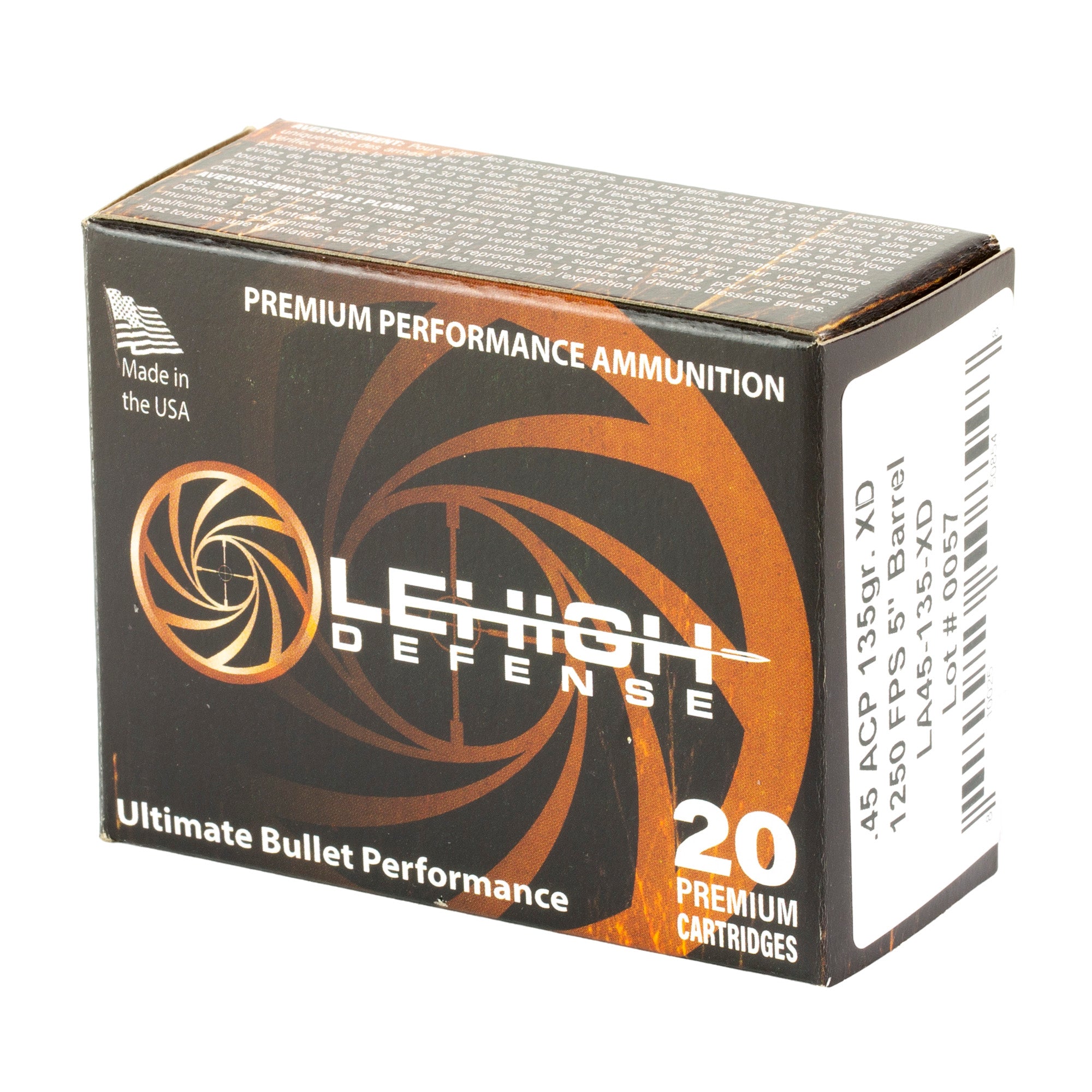 LEHIGH XTRM DFNS .45ACP 135GR 20/200