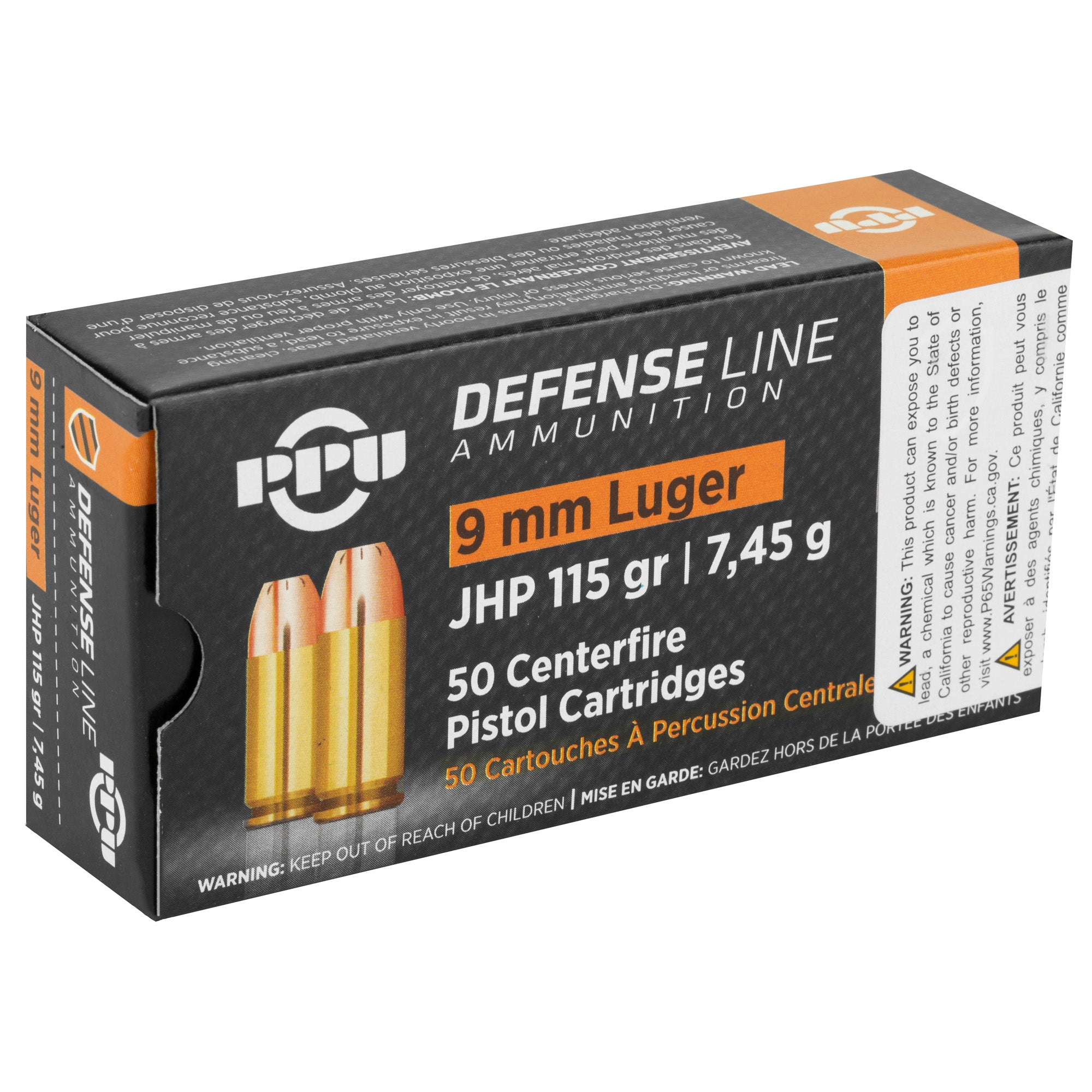 PPU 9MM JHP 115GR 50/1000