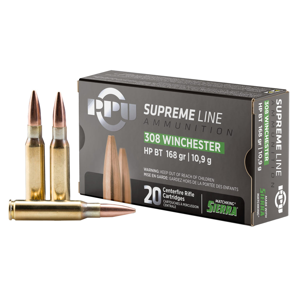 PPU SUPREME 308WIN 168GR HPBT 20/200
