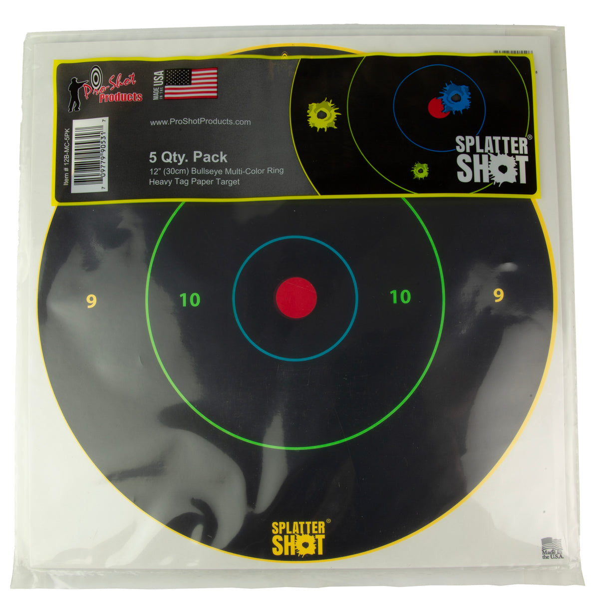 PROSHOT 12 MULTI CLR BULLSEYE 5PK