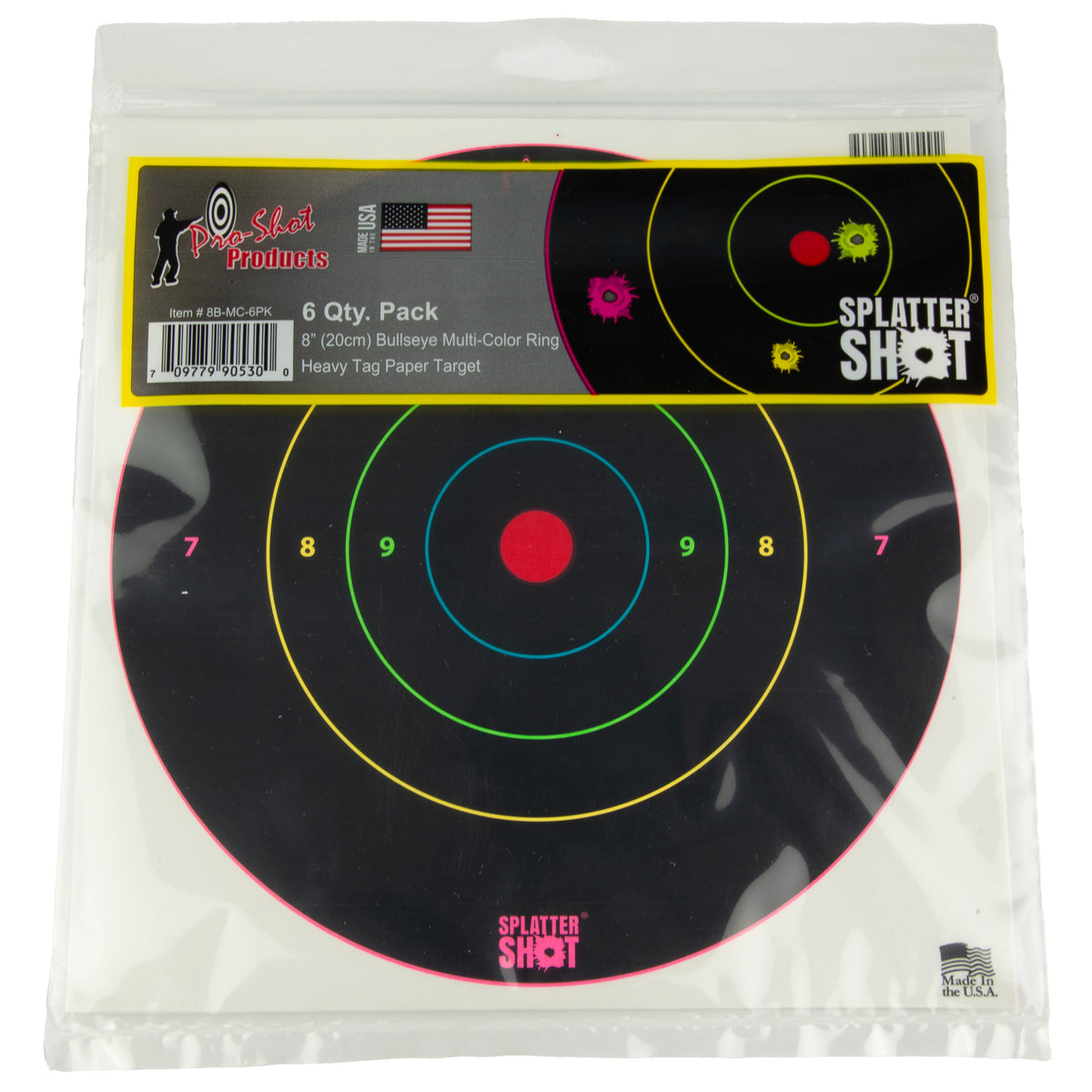PROSHOT 8 MULTI CLR BULLSEYE 6PK