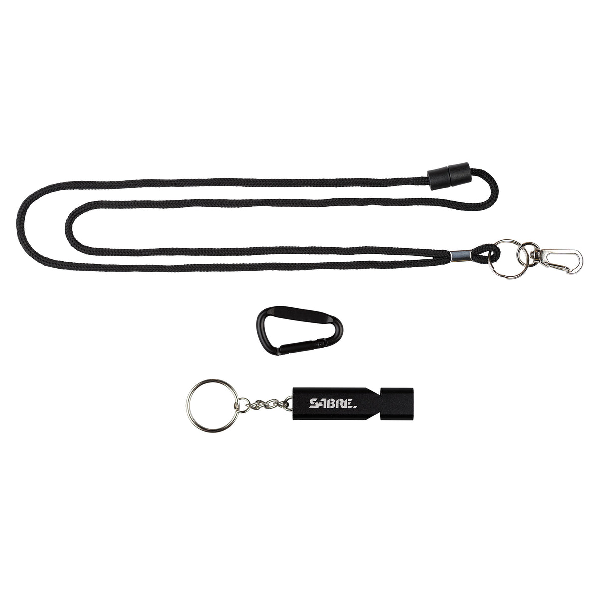 SABRE WHISTLE W/LANYARD BLACK