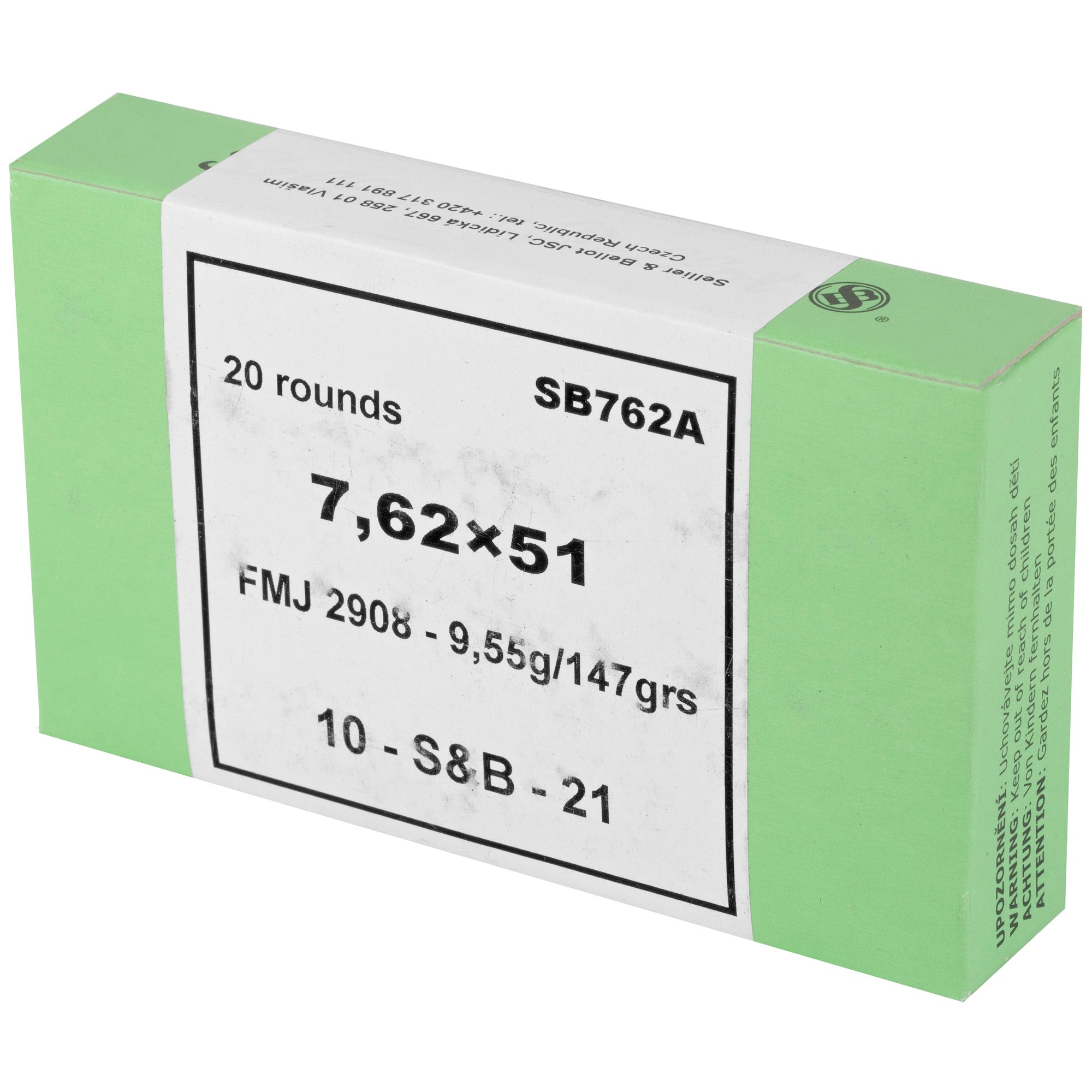 S&B 762X51 147GR FMJ 20/600