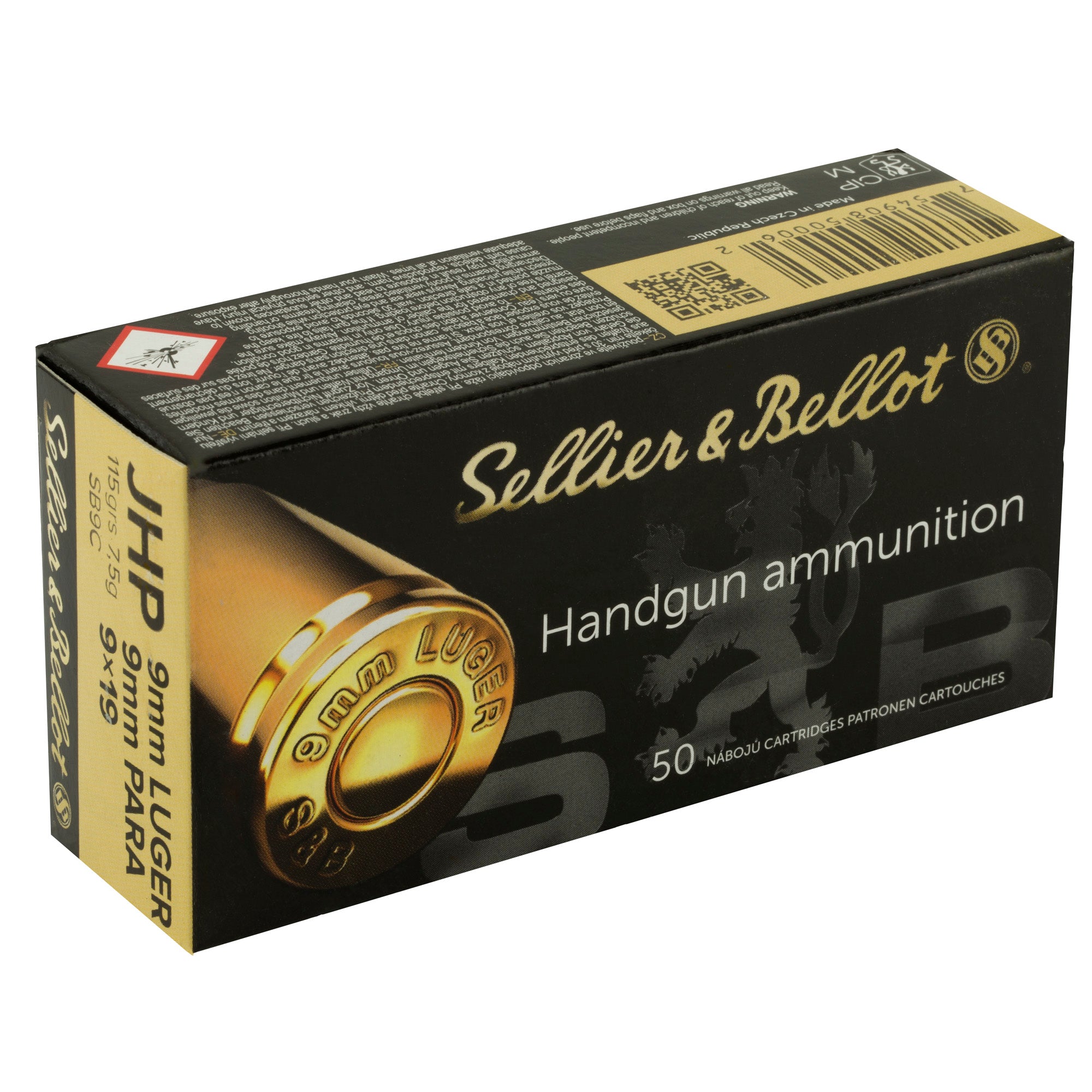 S&B 9MM 115GR JHP 50/1000
