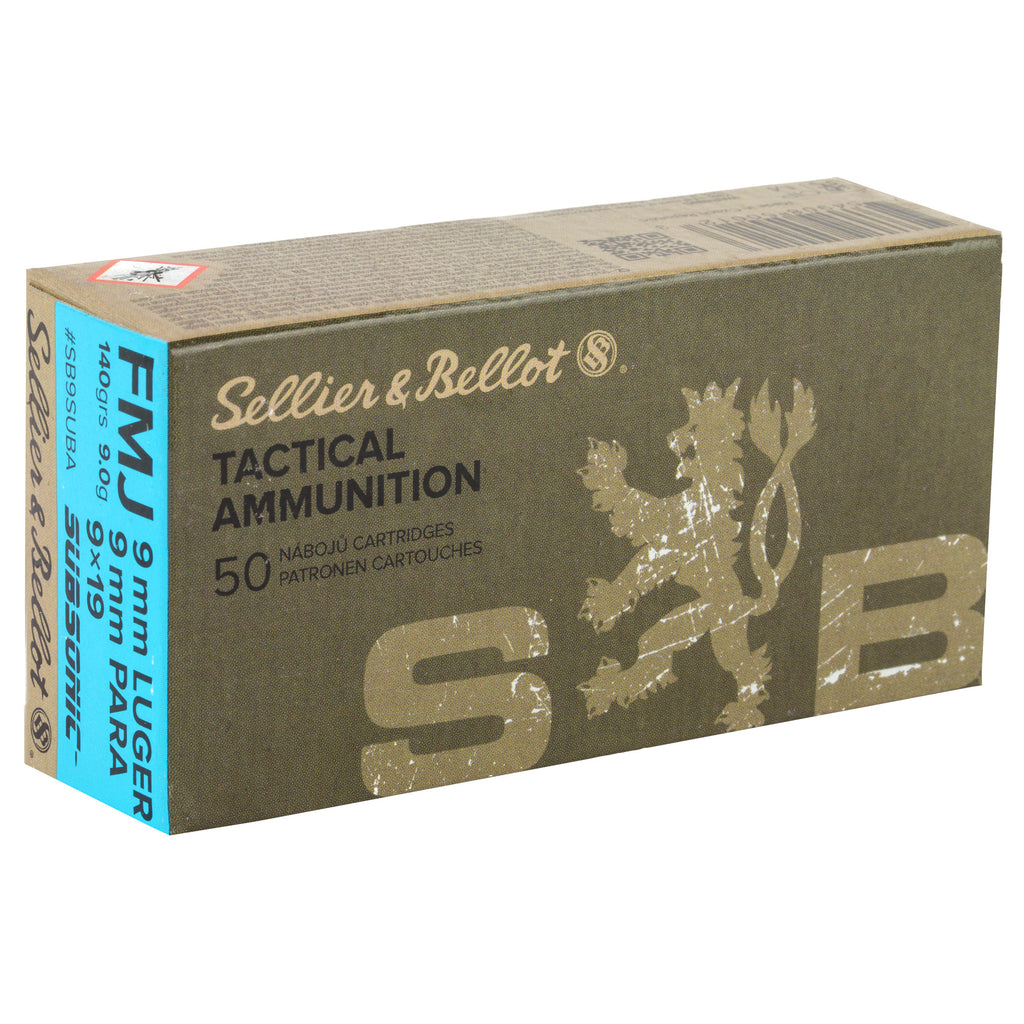 S&B 9MM SUBSONIC 140GR FMJ 50/1000