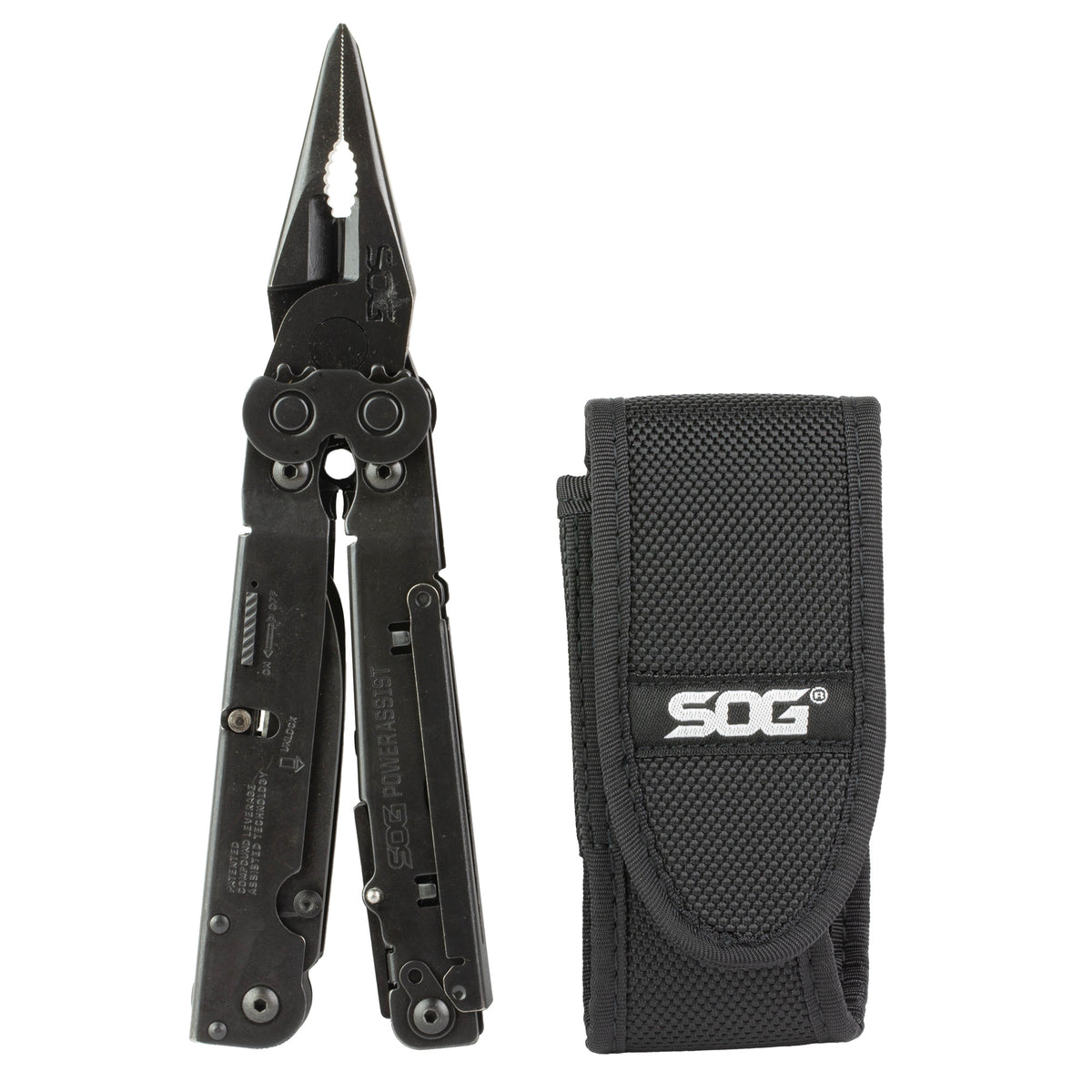 SOG POWERASSIST BLACK W/SHEATH