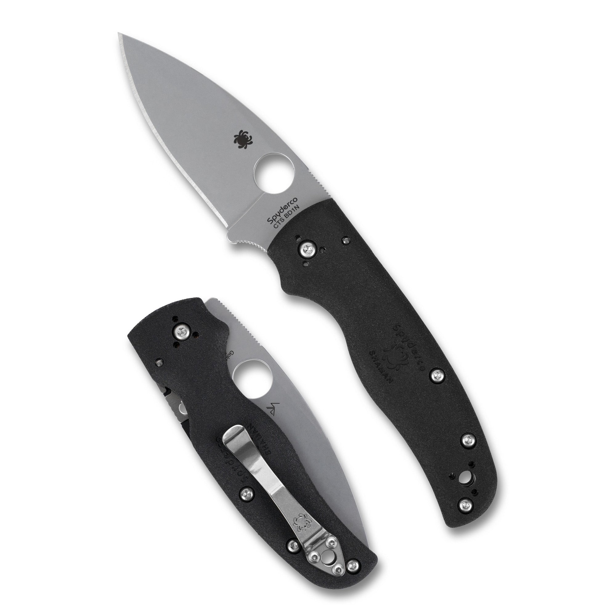 SPYDERCO SHAMAN LTWT 3.58 BLK/SLV