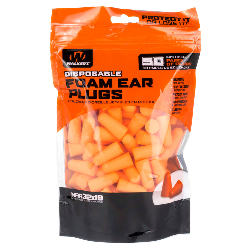 WALKER'S FOAM EAR PLUGS 50PK BAG