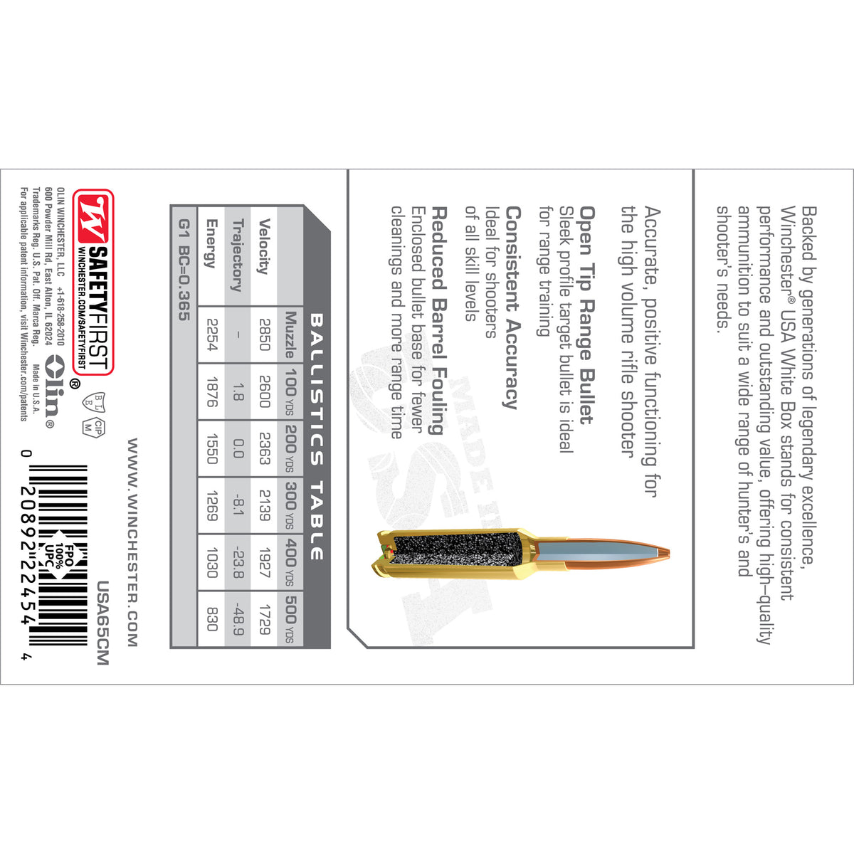 WIN USA 6.5CM 125GR JHP 20/200