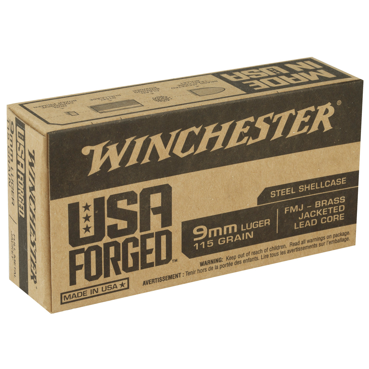 WIN 9MM 115GR FMJ STEEL CASE 50/500