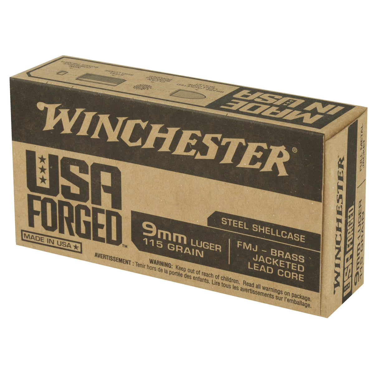 WIN 9MM 115GR FMJ STEEL CASE 50/500
