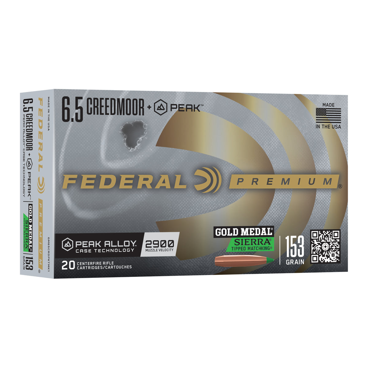 FED GOLD MDL PEAK 6.5CM 153GR 20/200