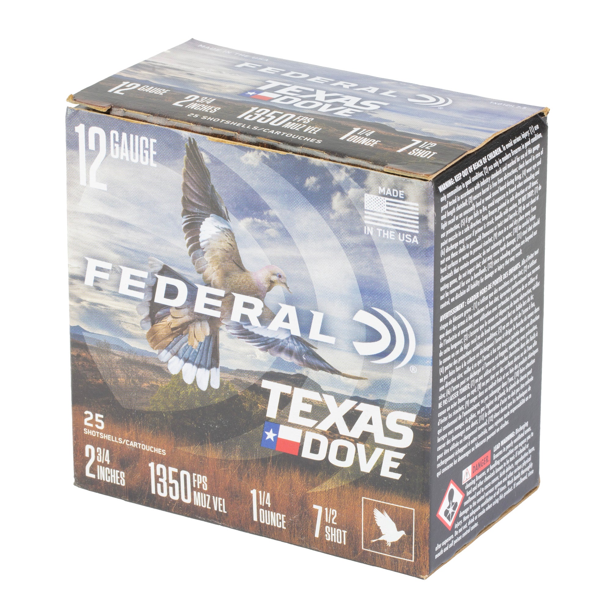 FED TX DOVE 12GA 2.75 1 1/4OZ #7.5