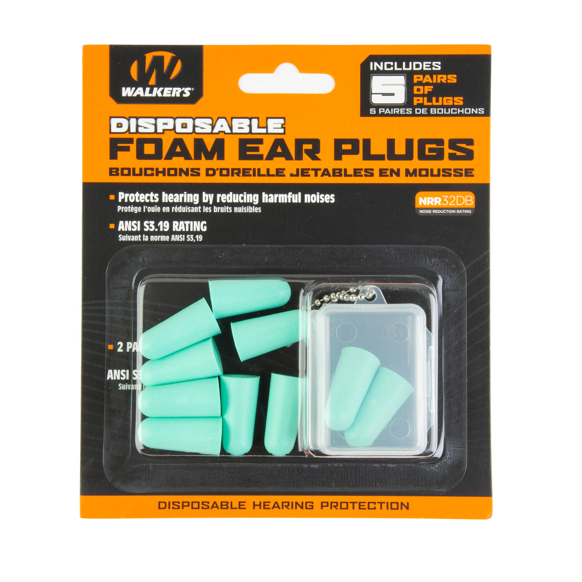 WALKER'S FOAM EAR PLUGS 5 PAIRS TEAL