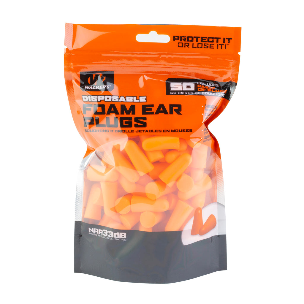WALKER'S FOAM EAR PLUGS 200PK ORG