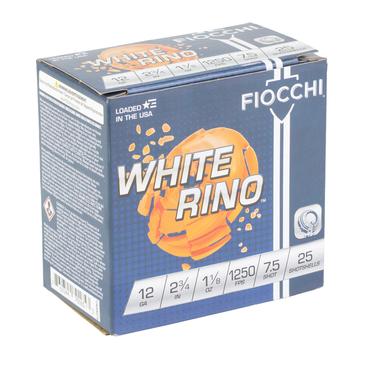 FIOCCHI WHITE RINO 12GA #7.5 25/250