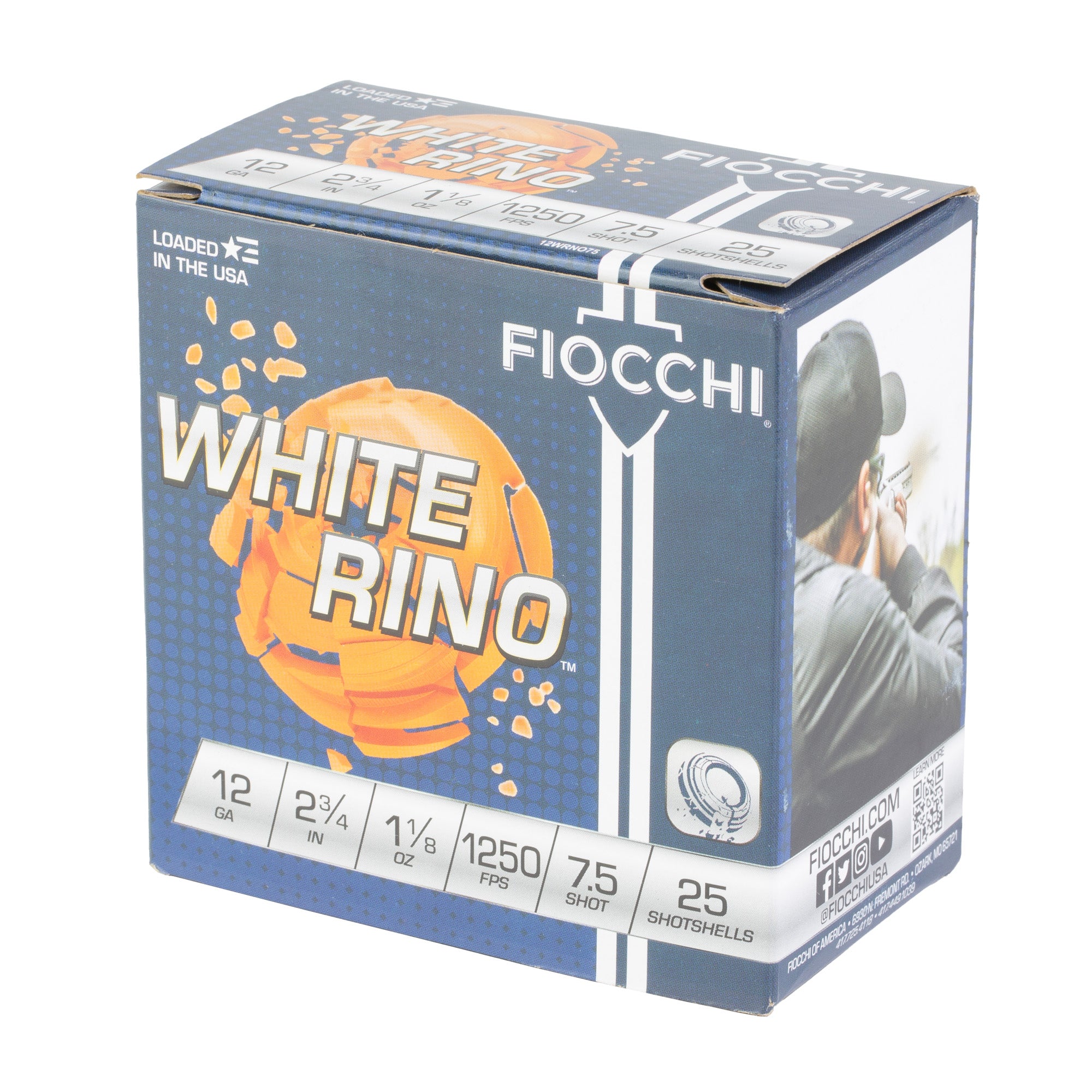 FIOCCHI WHITE RINO 12GA #7.5 25/250