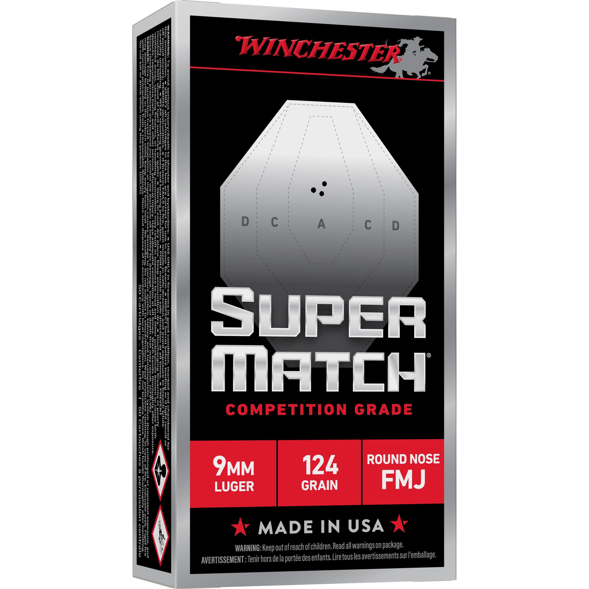 WIN SUPER MATCH 9MM 124GR RN 50/500