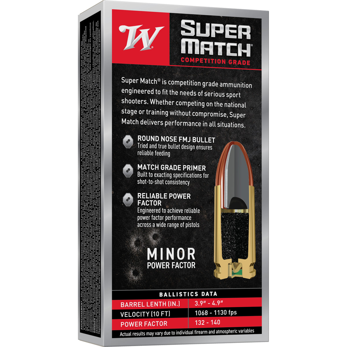 WIN SUPER MATCH 9MM 124GR RN 50/500