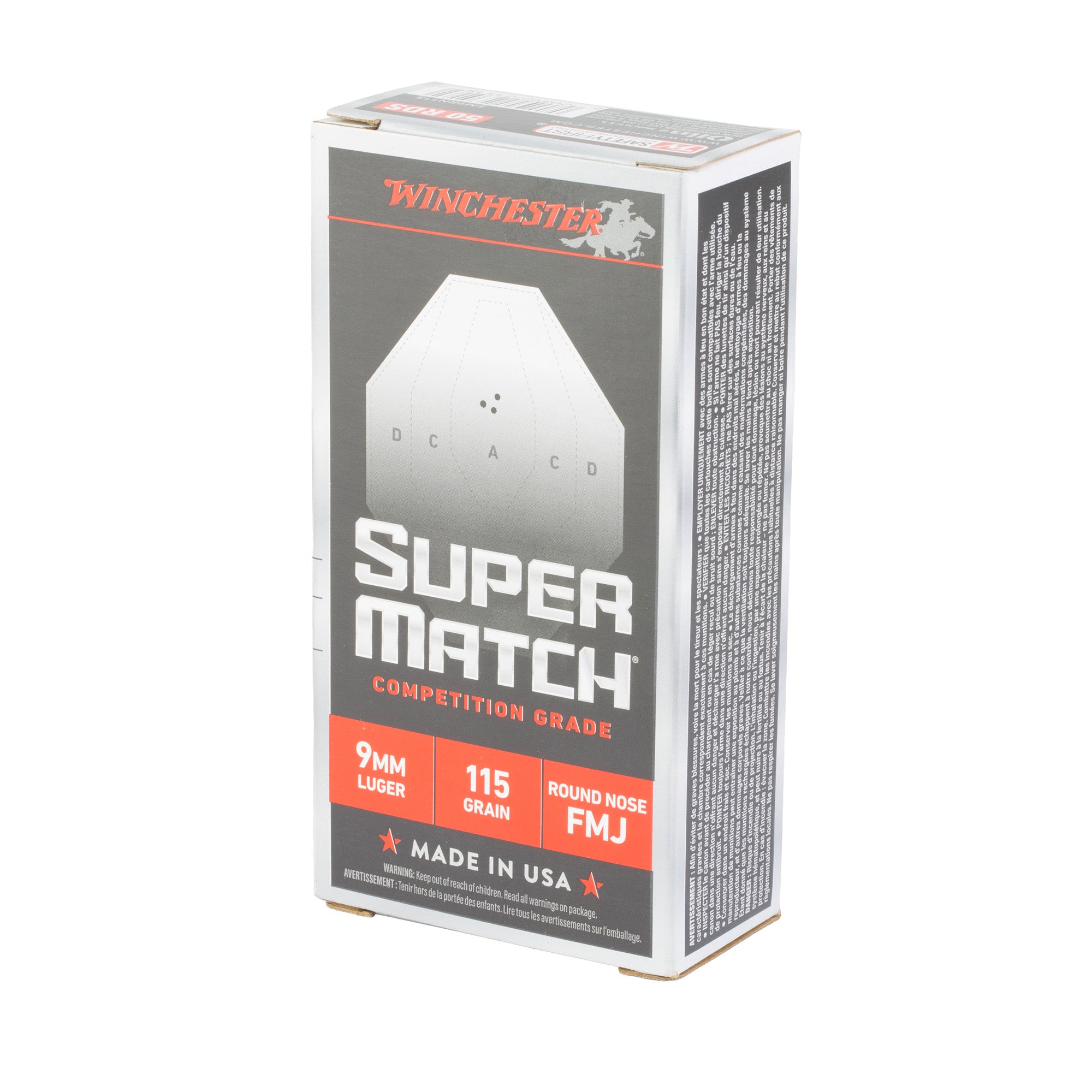 WIN SUPER MATCH 9MM 115GR RN 50/500